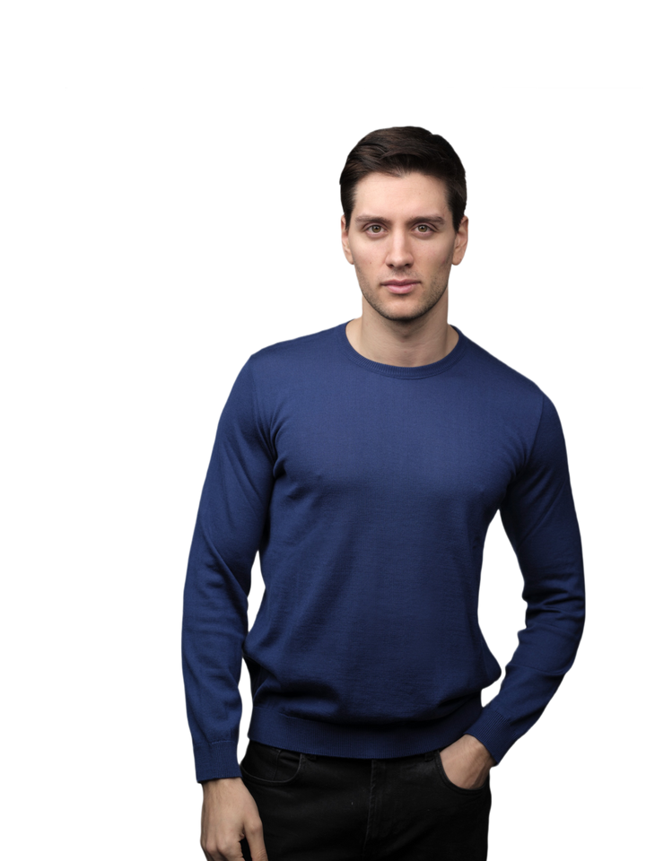 Pull homme col rond en laine mérinos