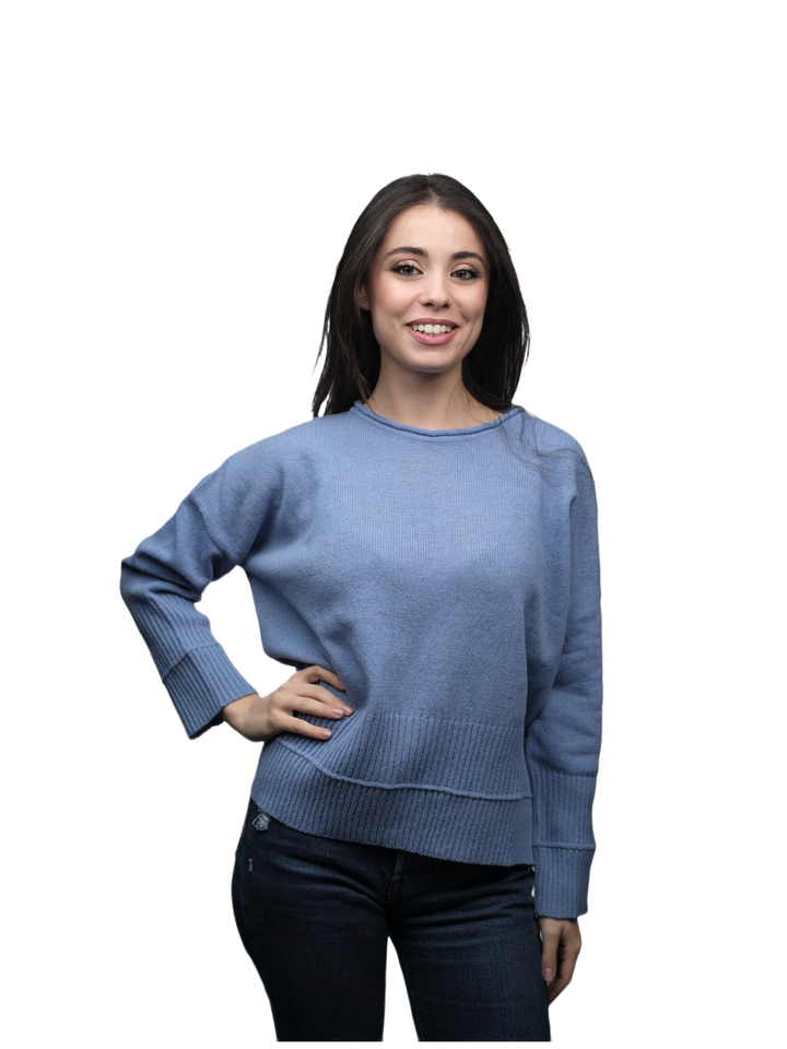 Pull Femme Oversize Col Rond Laine Mérinos Filature Courte