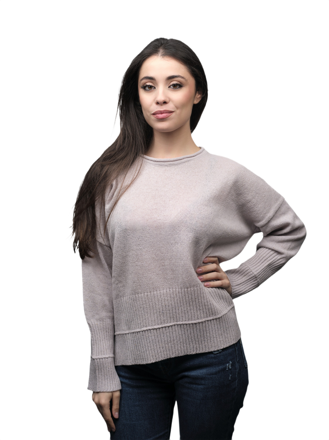 Pull Femme Oversize Col Rond Laine Mérinos Filature Courte