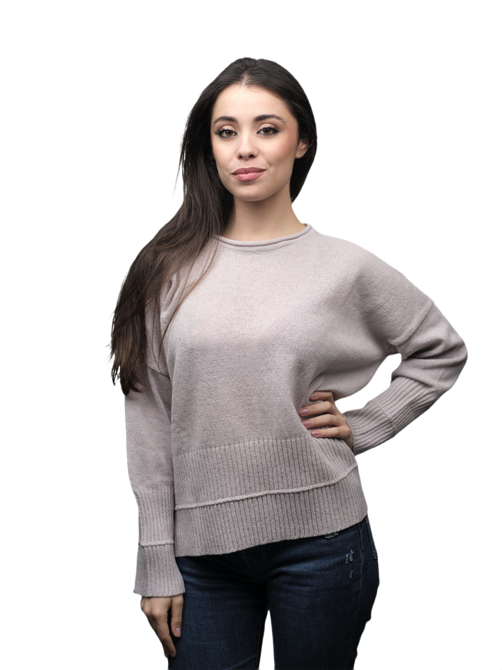 Pull Femme Oversize Col Rond Laine Mérinos Filature Courte