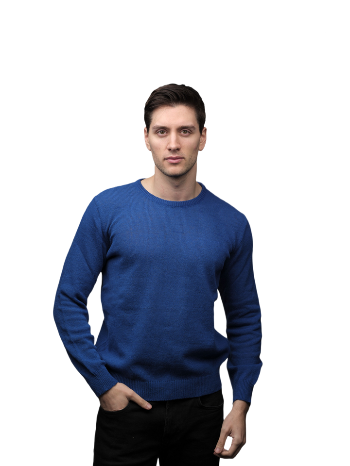 Pull homme laine mérinos col rond filière courte