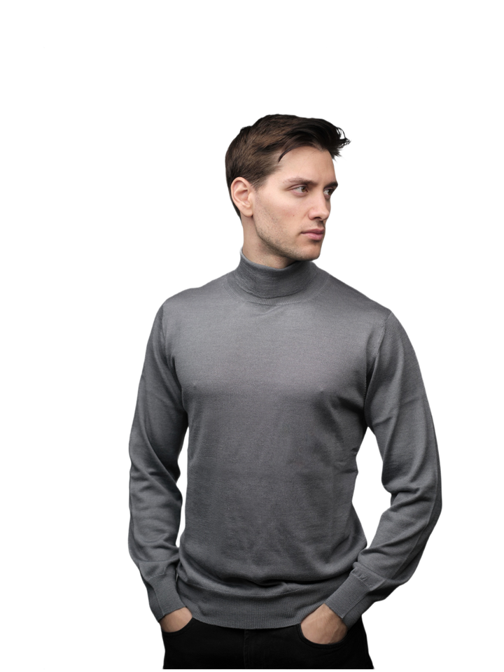 Pull homme col roulé cachemire homme, soie et laine mérinos