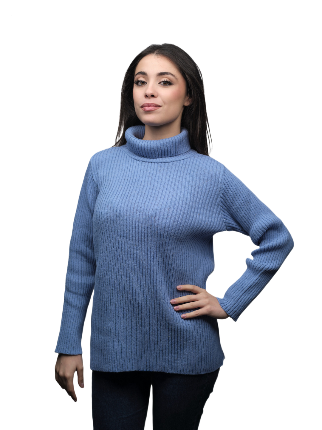 Pull Femme Col Montant Laine Mérinos Filature Courte
