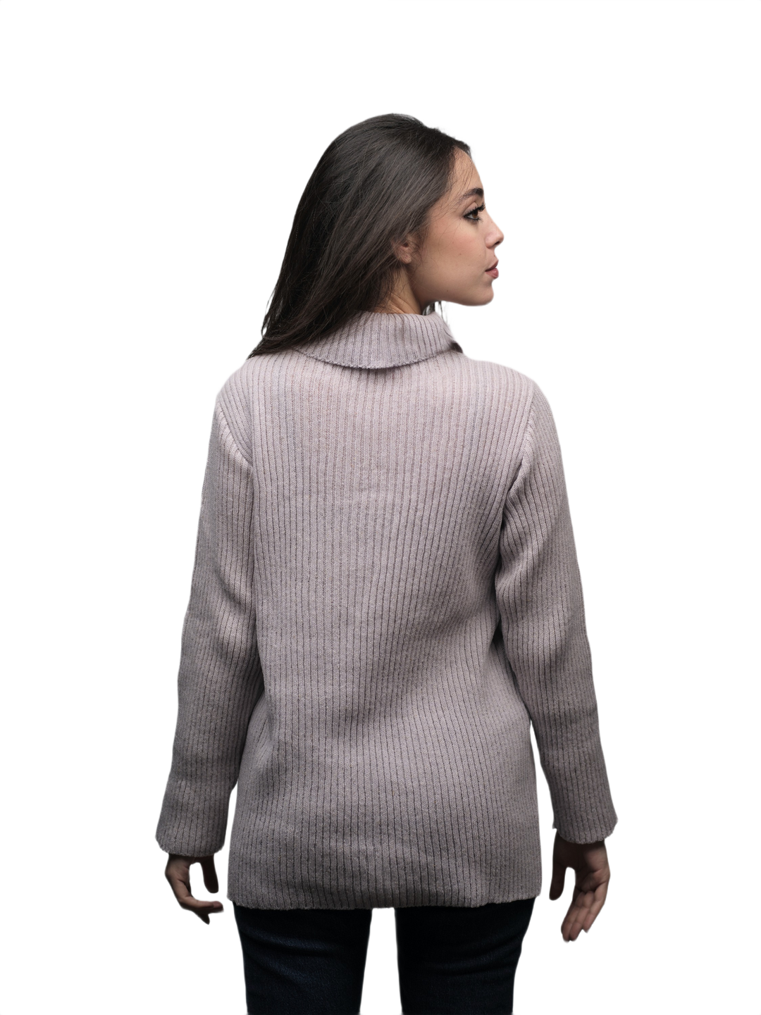 Pull Femme Col Montant Laine Mérinos Filature Courte