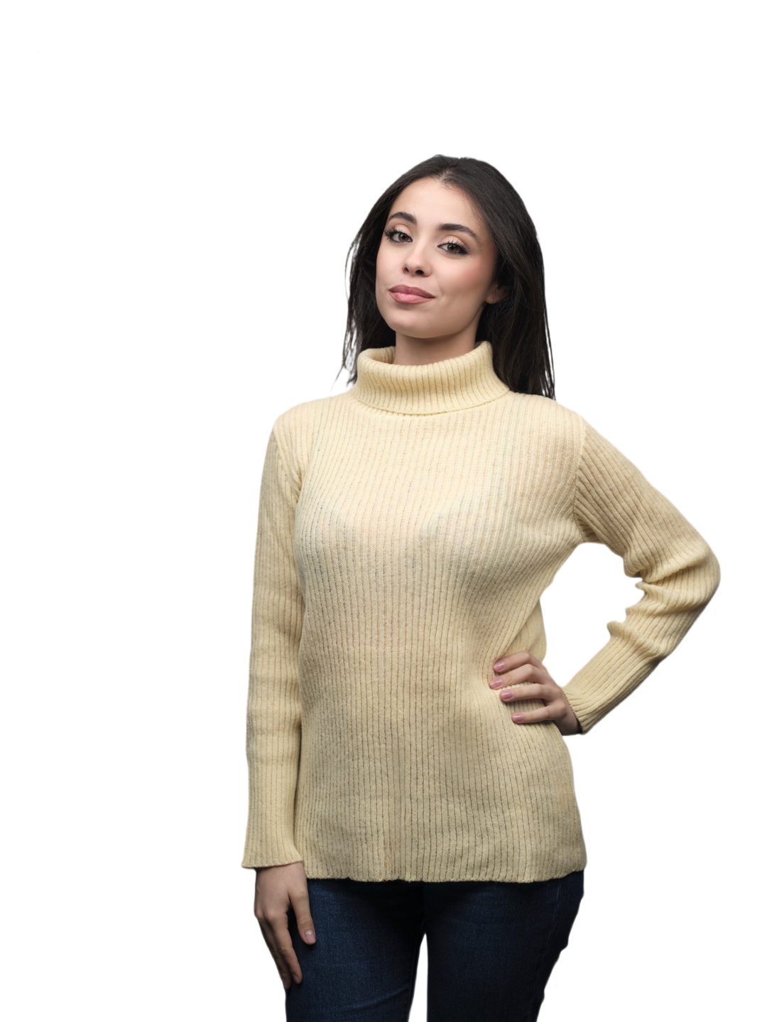 Pull Femme Col Montant Laine Mérinos Filature Courte