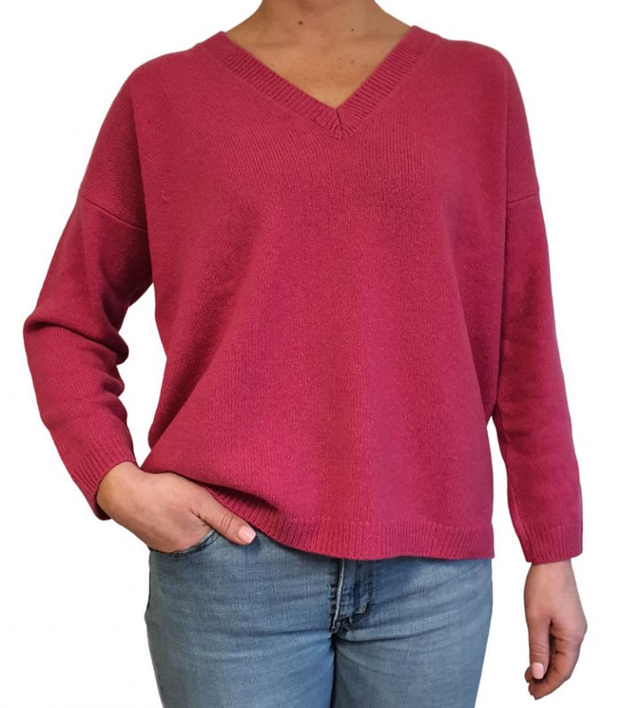 Maglia Donna Over Scollo a V Cashmere Rigenerato - Lanaioli Cashmere  