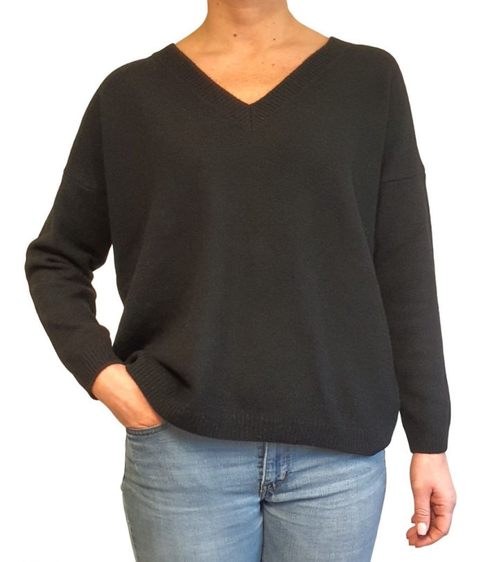 Maglia Donna Over Scollo a V Cashmere Rigenerato - Lanaioli Cashmere  