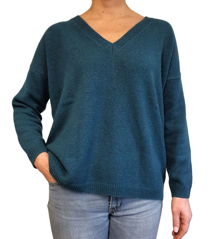 Pull Femme Oversize Col V En Cachemire Régénéré