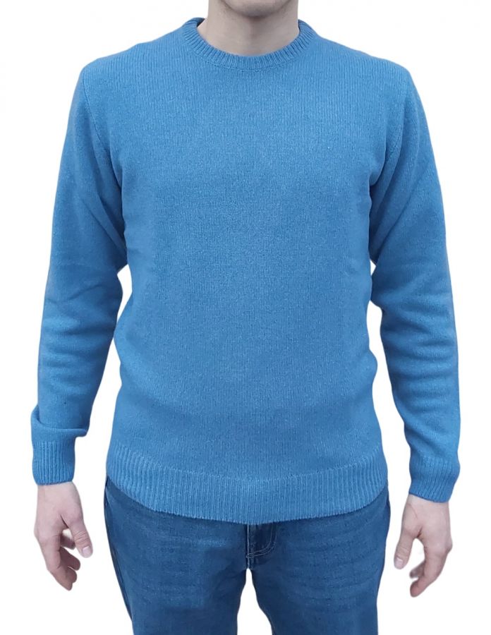 Men's Round Neck Regenerated Cashmere Sweater, Gauge 7