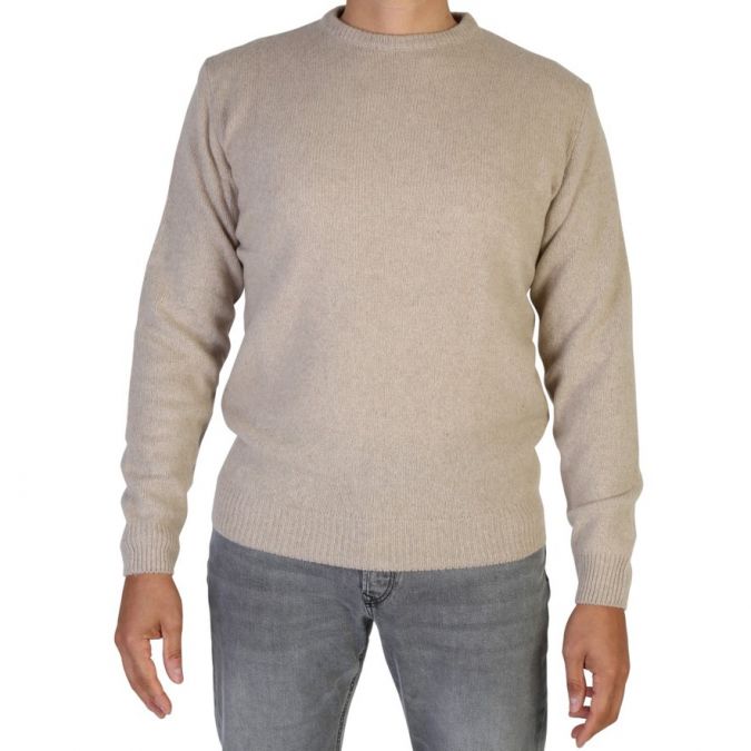 Men's Round Neck Regenerated Cashmere Sweater, Gauge 7