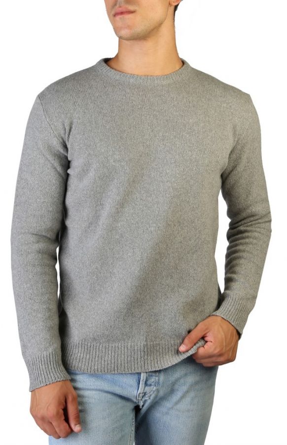 Men's Round Neck Regenerated Cashmere Sweater, Gauge 7