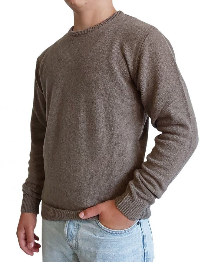 Men's Round Neck Regenerated Cashmere Sweater, Gauge 7