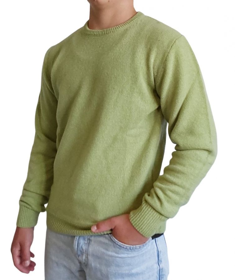 Men's Round Neck Regenerated Cashmere Sweater, Gauge 7