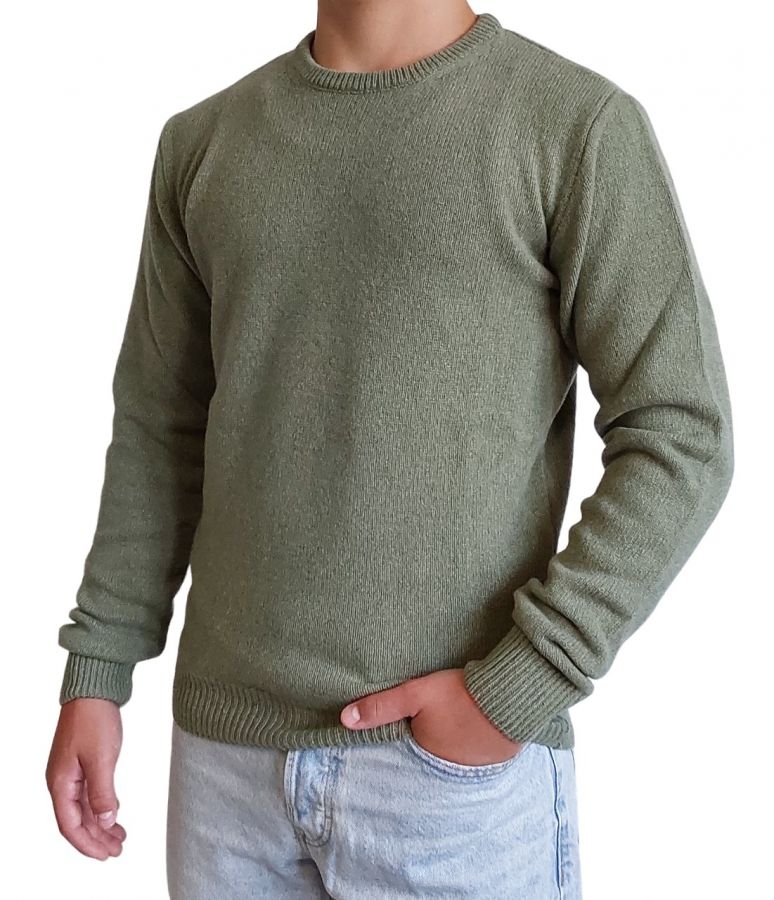 Men's Round Neck Regenerated Cashmere Sweater, Gauge 7