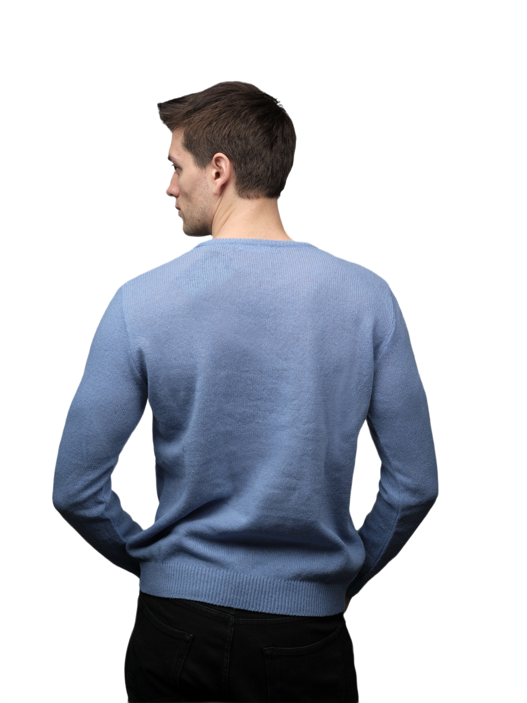 Pull homme laine mérinos col rond filière courte