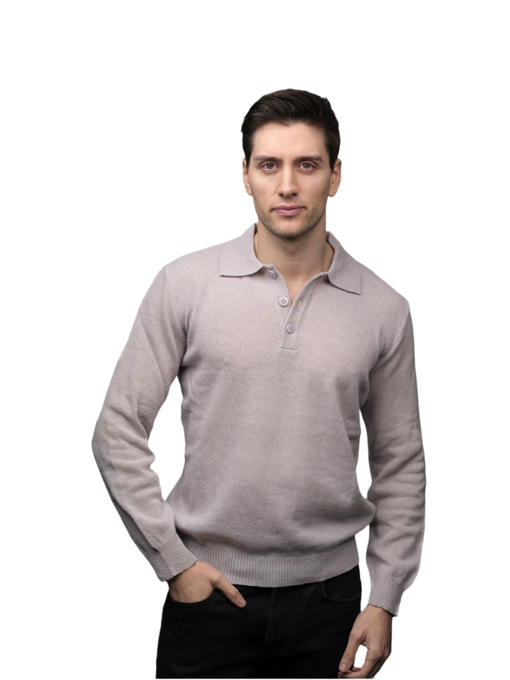 Polo Uomo Manica Lunga Lana Merino Filiera Corta