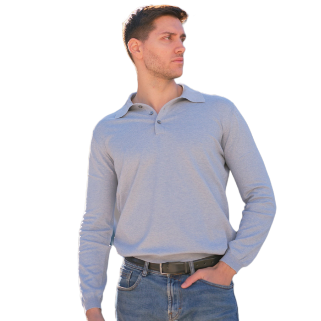 Polo Homme Manches Longues 100% Coton ELS