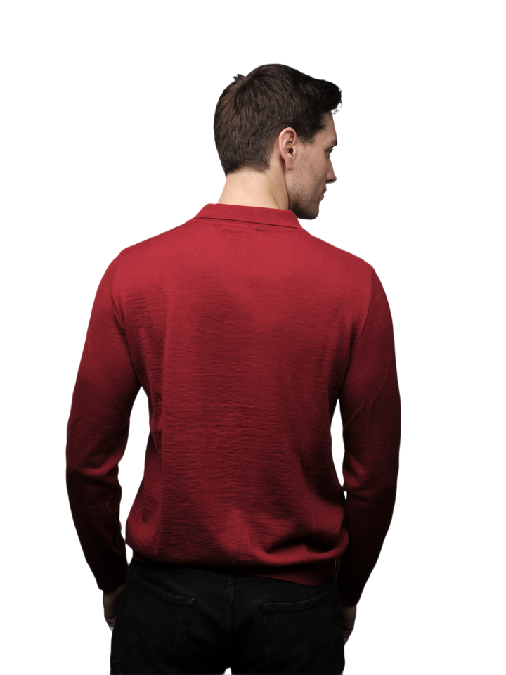 Polo uomo manica lunga in lana merino extrafine