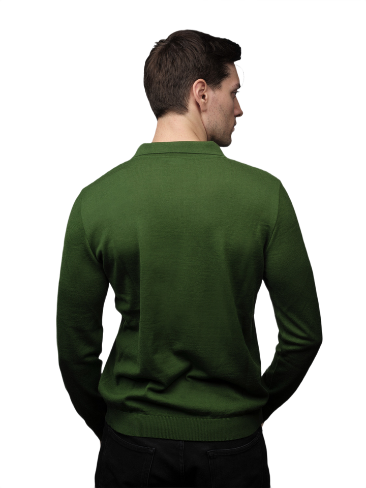 Polo uomo manica lunga in lana merino extrafine