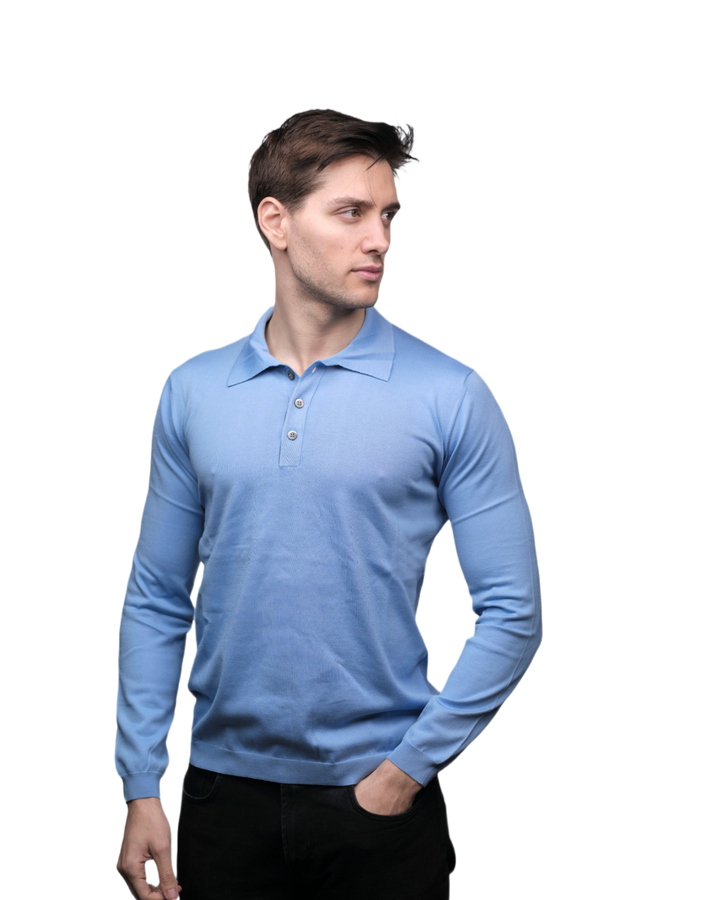 Polo homme manches longues 100% coton ELS