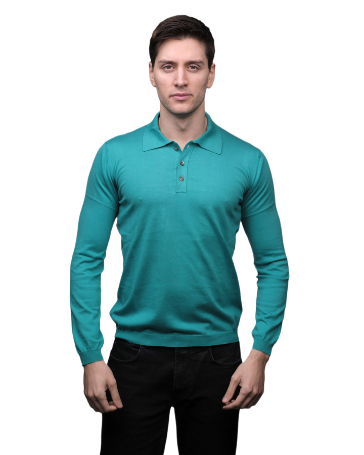 Polo homme manches longues 100% coton ELS