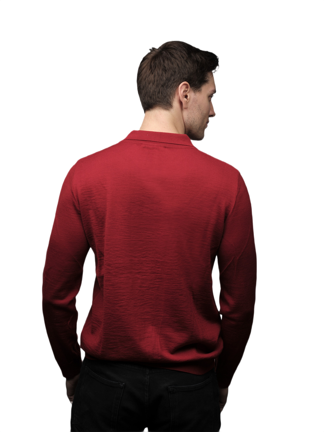 Polo homme manches longues en laine mérinos extrafine