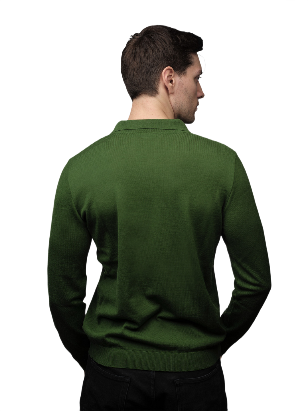 Polo homme manches longues en laine mérinos extrafine