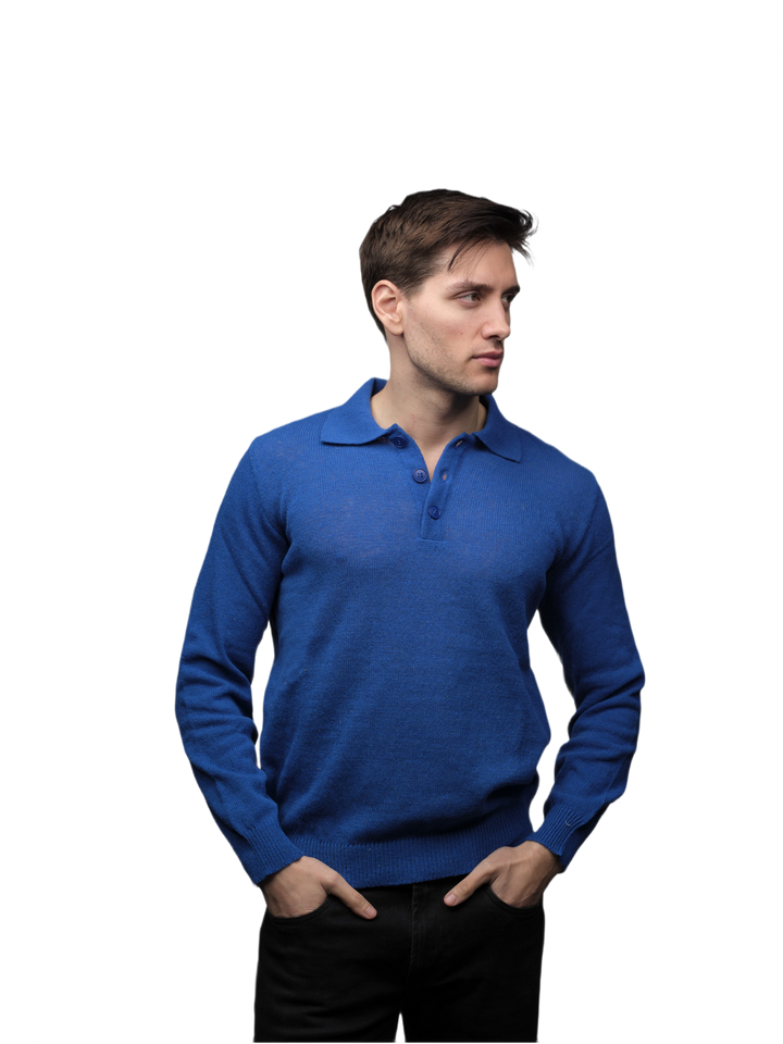 Polo homme manches longues laine mérinos filière courte