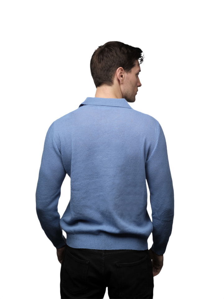 Polo homme manches longues laine mérinos filière courte