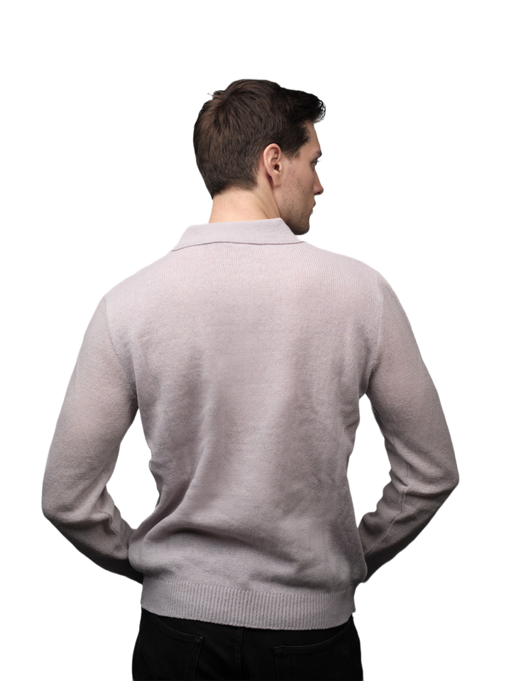Polo homme manches longues laine mérinos filière courte