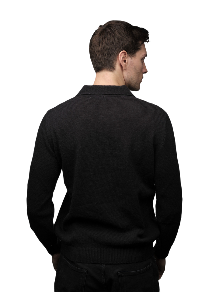 Polo homme manches longues laine mérinos filière courte
