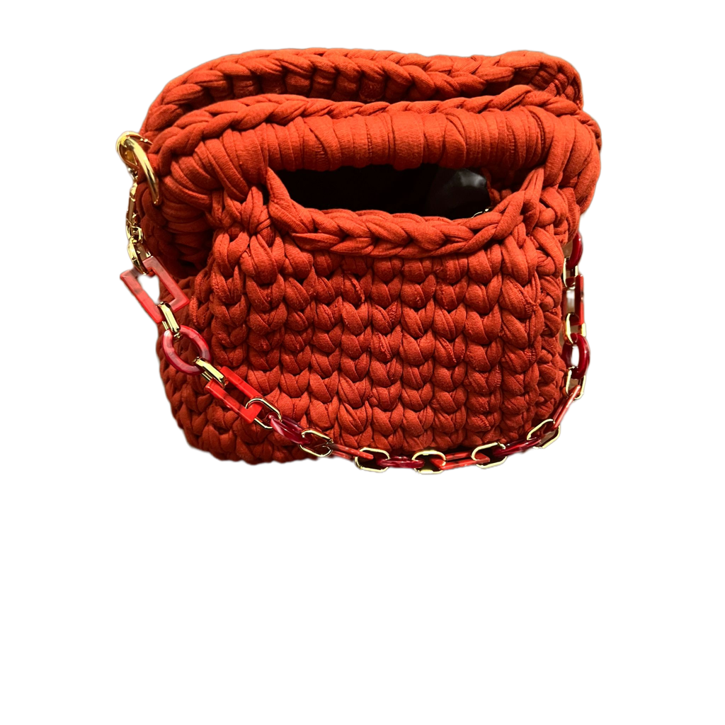 Tas van gerecycled katoen koraalrood