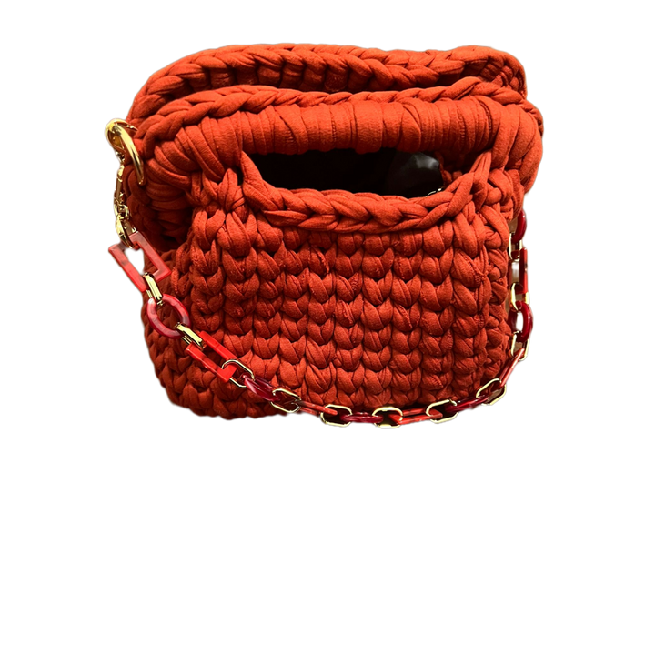 Tas van gerecycled katoen koraalrood