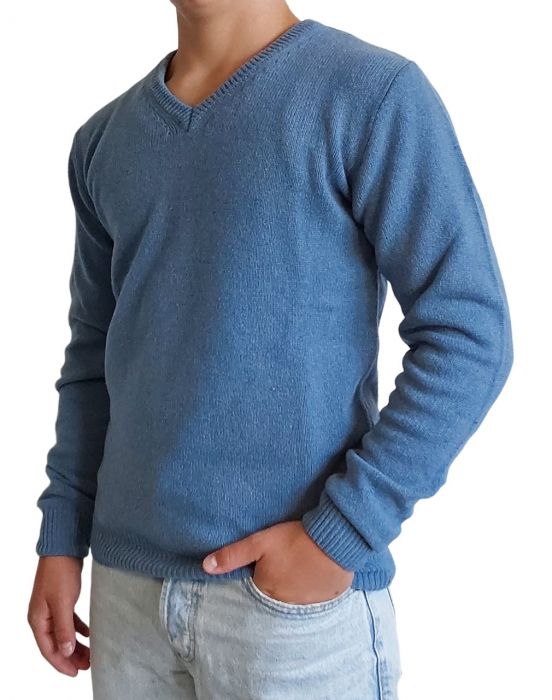 Maglia uomo scollo a V in cashmere rigenerato finezza 7