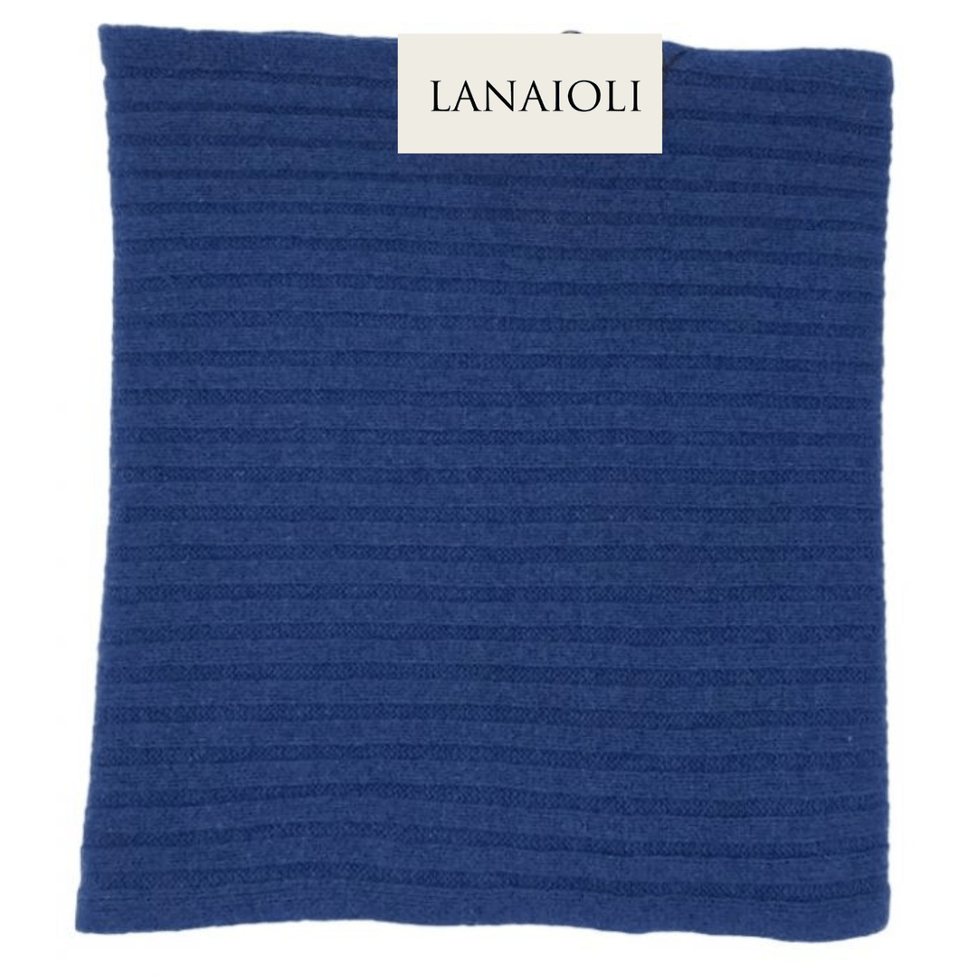 Sciarpa con frange e monogramma in cashmere - BLU SCURO/BLU NAVY Sciarpa con frange e monogramma in cashmere - BLU SCURO/BLU NAVY
