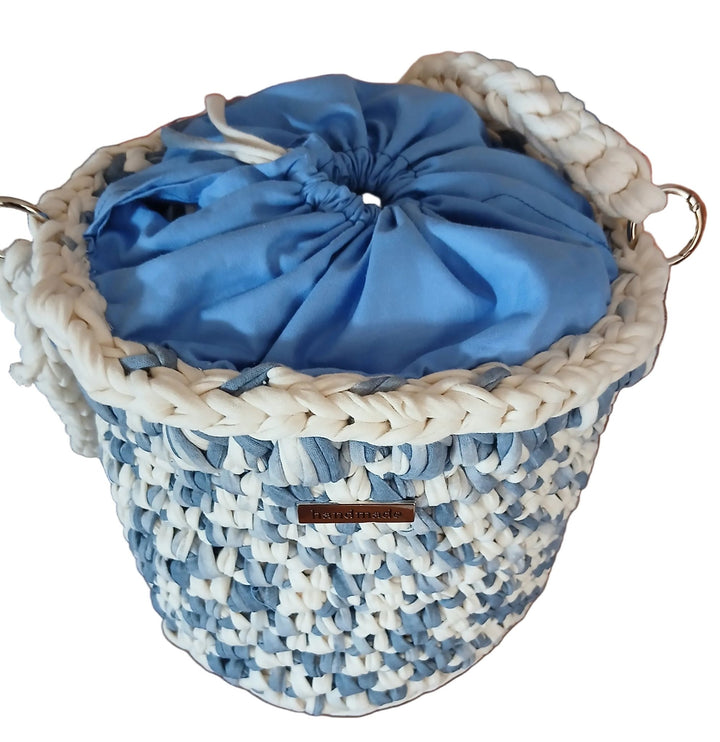Borsa a Secchiello in Cotone Riciclato - Lanaioli Maglieria Filiera Corta Sostenibile & Filati Naturali
