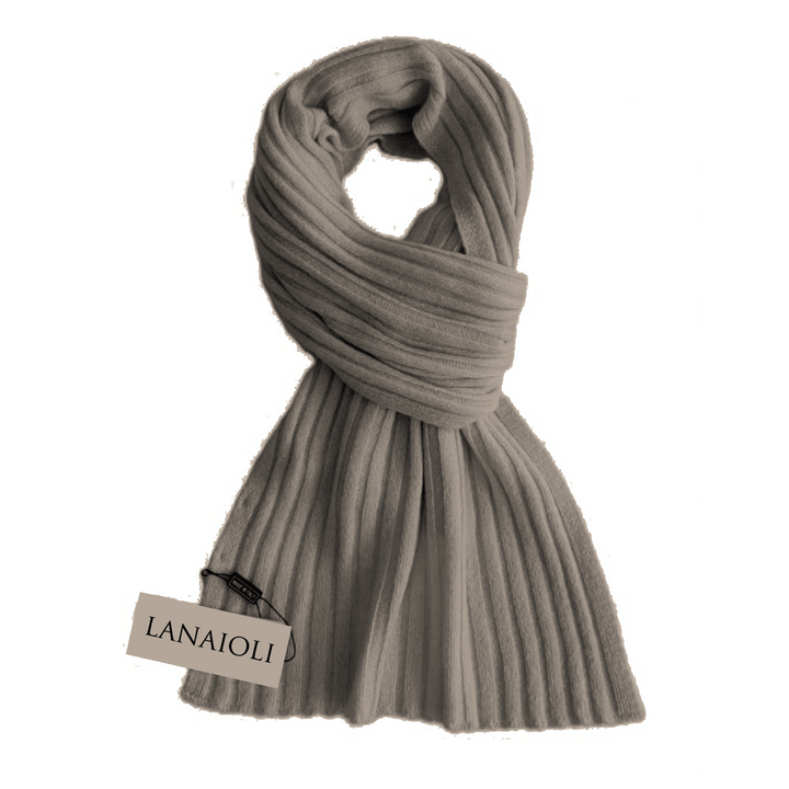 Sciarpa Uomo a Coste Cashmere Rigenerato - Tortora