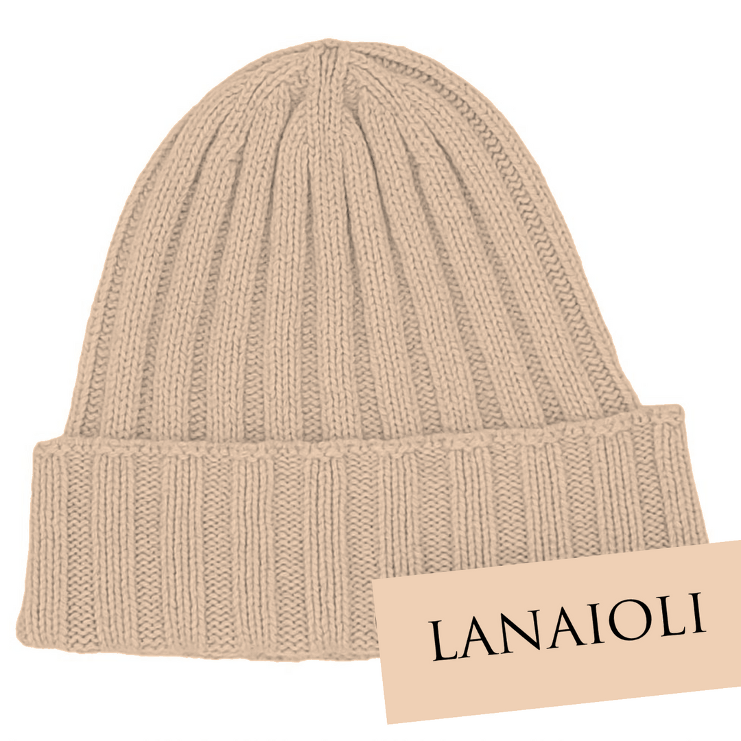 Cappello Donna a Coste Cashmere Rigenerato - Beige