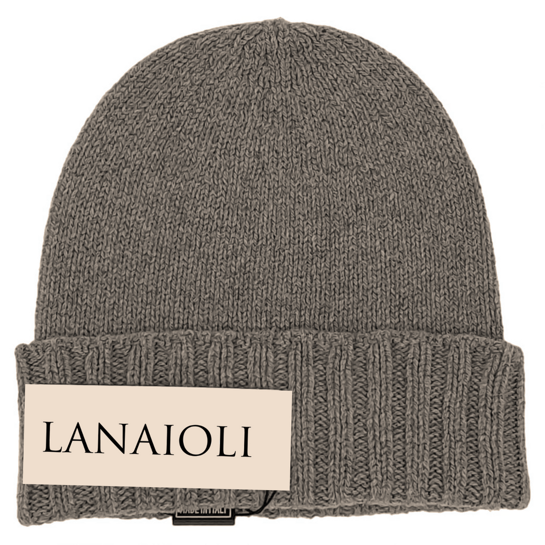 Cappello Uomo Bordo a Coste Cashmere Rigenerato - Tortora