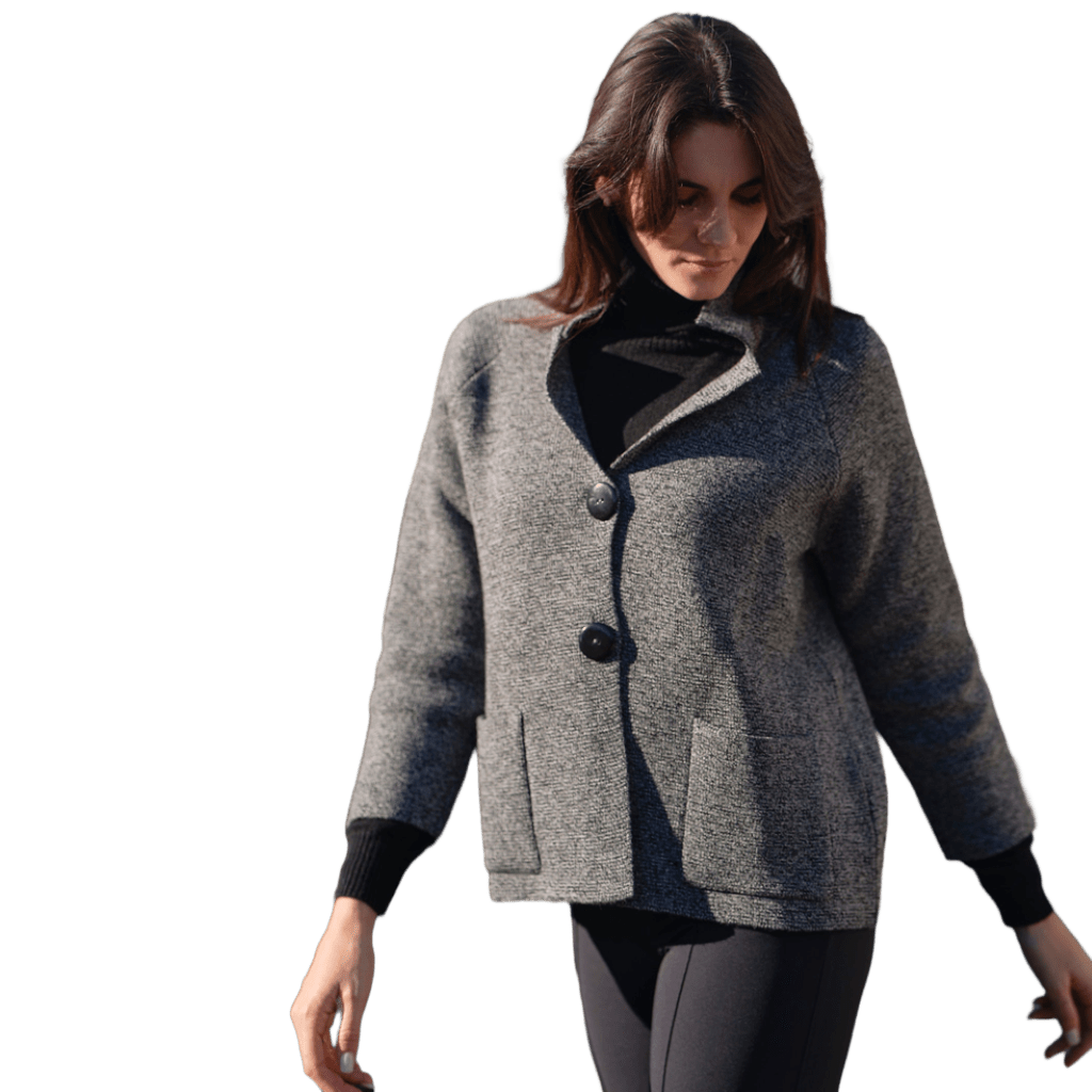 Giacca Donna con Bottoni Lana Merino Extrafine - Lanaioli Maglieria Filiera Corta Sostenibile & Filati Naturali