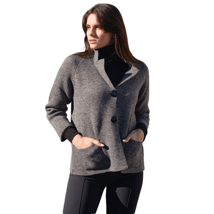 Giacca Donna con Bottoni Lana Merino Extrafine - Lanaioli Maglieria Filiera Corta Sostenibile & Filati Naturali