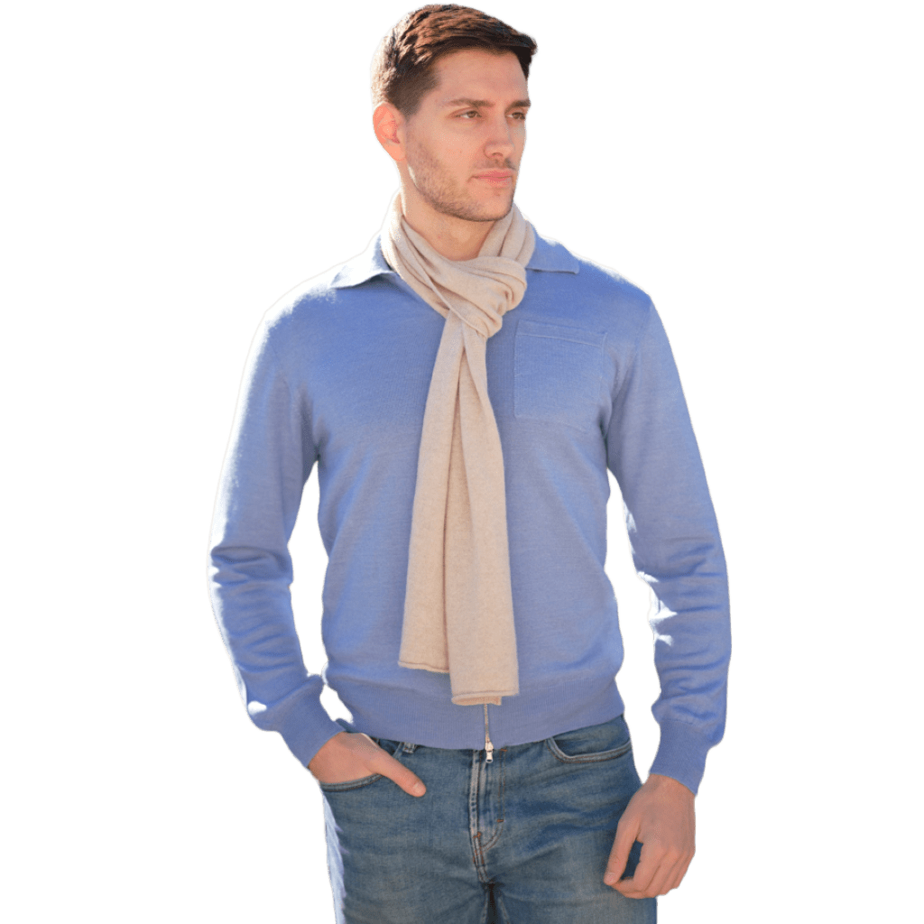 Giacca Uomo Misto Cashmere, Seta, Lana Merino Extrafine chiusura Zip - Lanaioli Maglieria Filiera Corta Sostenibile & Filati Naturali