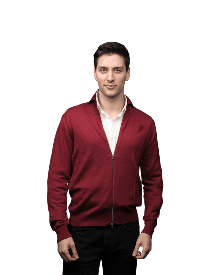 Giacca Uomo Misto Cashmere, Seta, Lana Merino Extrafine chiusura Zip - Lanaioli Maglieria Filiera Corta Sostenibile & Filati Naturali