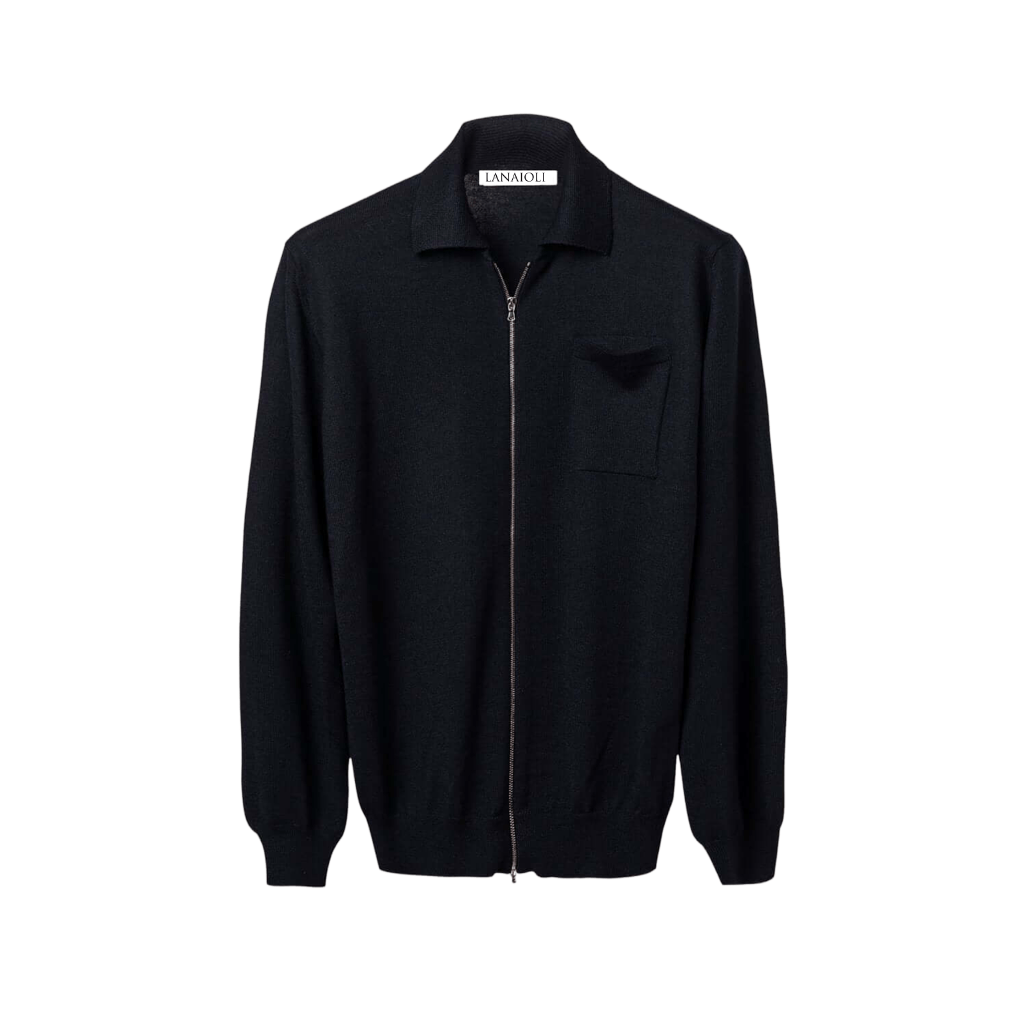 Giacca Uomo Misto Cashmere, Seta, Lana Merino Extrafine chiusura Zip - Lanaioli Maglieria Filiera Corta Sostenibile & Filati Naturali