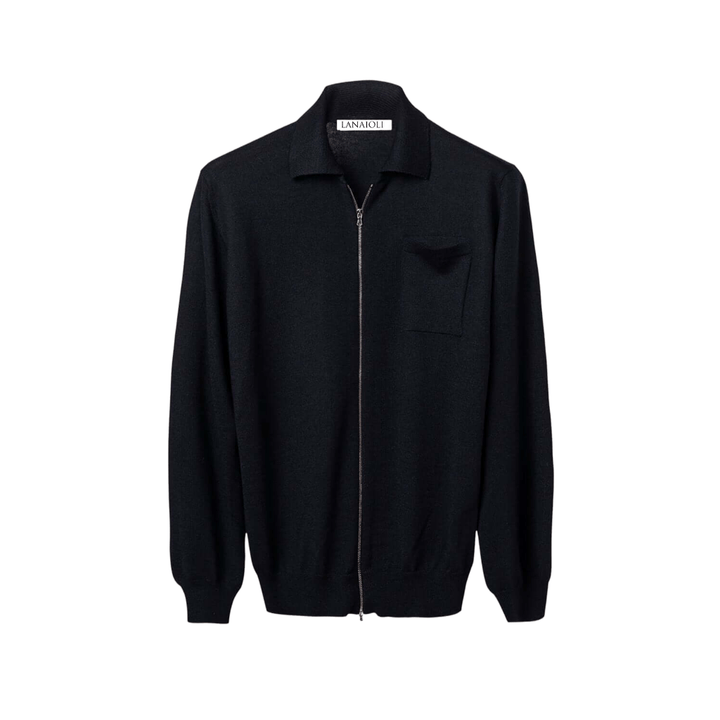 Giacca Uomo Misto Cashmere, Seta, Lana Merino Extrafine chiusura Zip - Lanaioli Maglieria Filiera Corta Sostenibile & Filati Naturali
