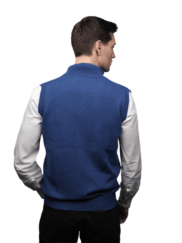 Giacca Uomo Senza Maniche 100% Cashmere con chiusura Zip - Lanaioli Maglieria Filiera Corta Sostenibile & Filati Naturali