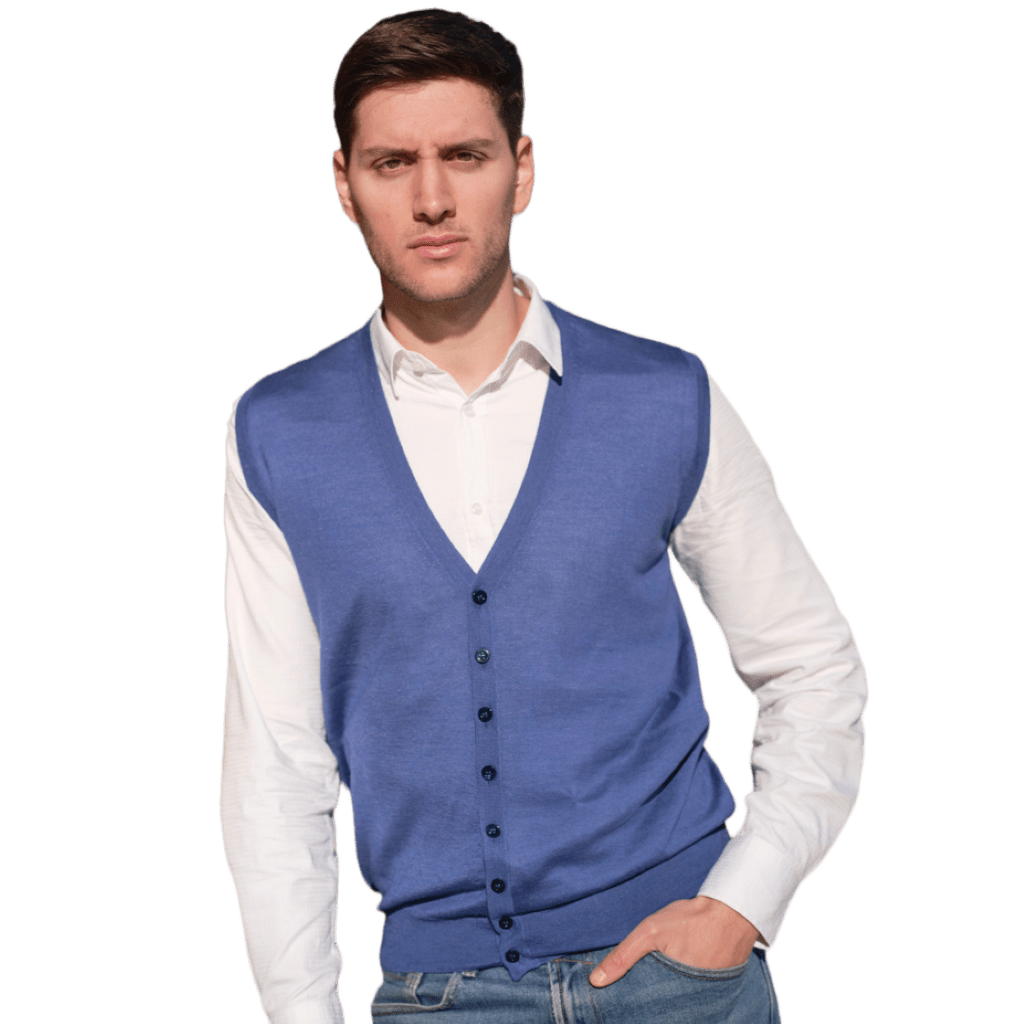Gilet Uomo Misto Cashmere e Seta - Lanaioli Maglieria Filiera Corta Sostenibile & Filati Naturali