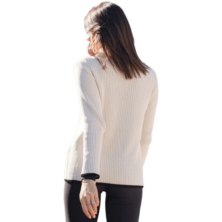 Maglia Donna a Coste Collo Alto Lana Merino Extrafine - Lanaioli Maglieria Filiera Corta Sostenibile & Filati Naturali