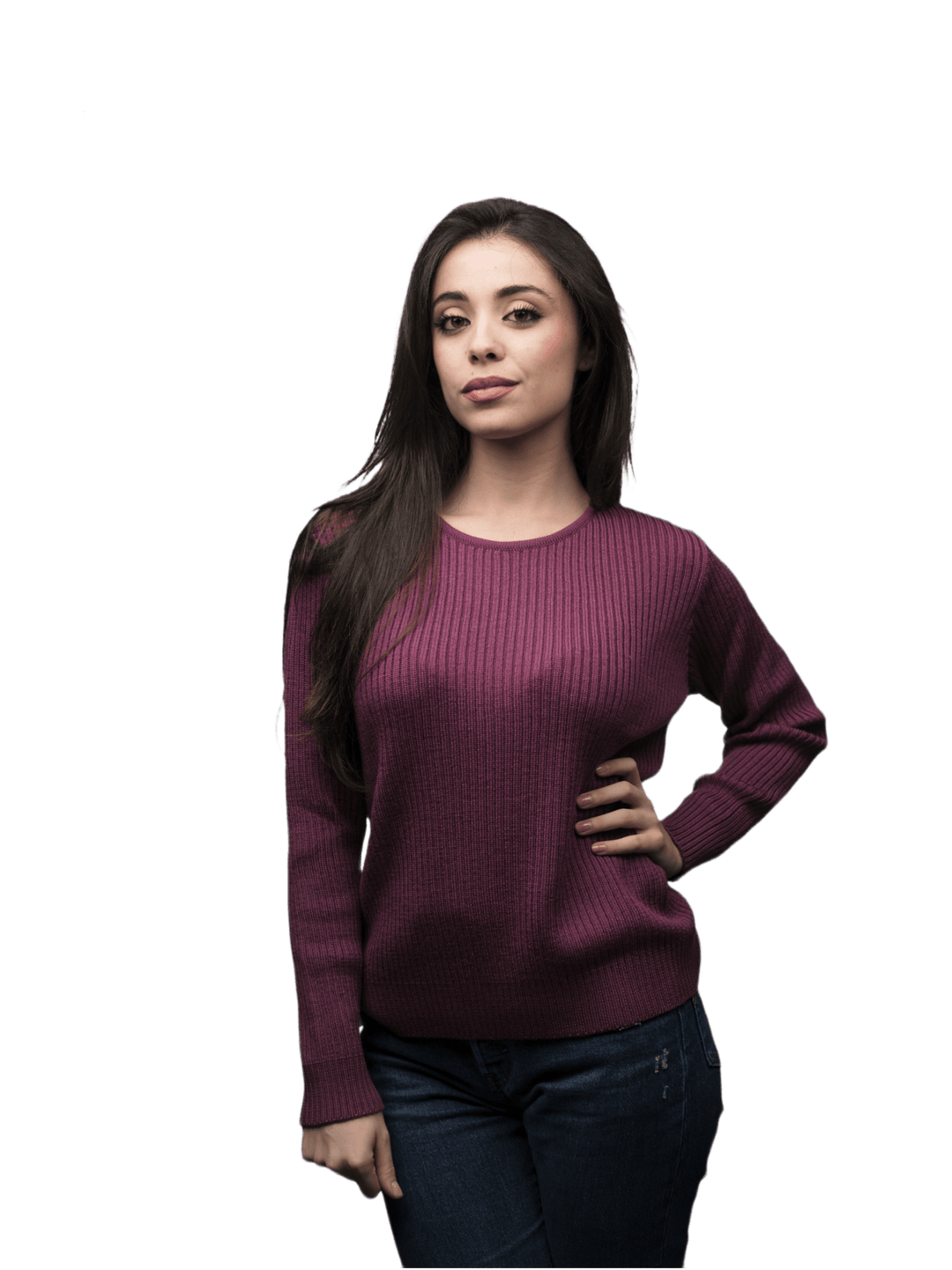 Maglia Donna a Coste Girocollo in Lana Merino - Lanaioli Maglieria Filiera Corta Sostenibile & Filati Naturali
