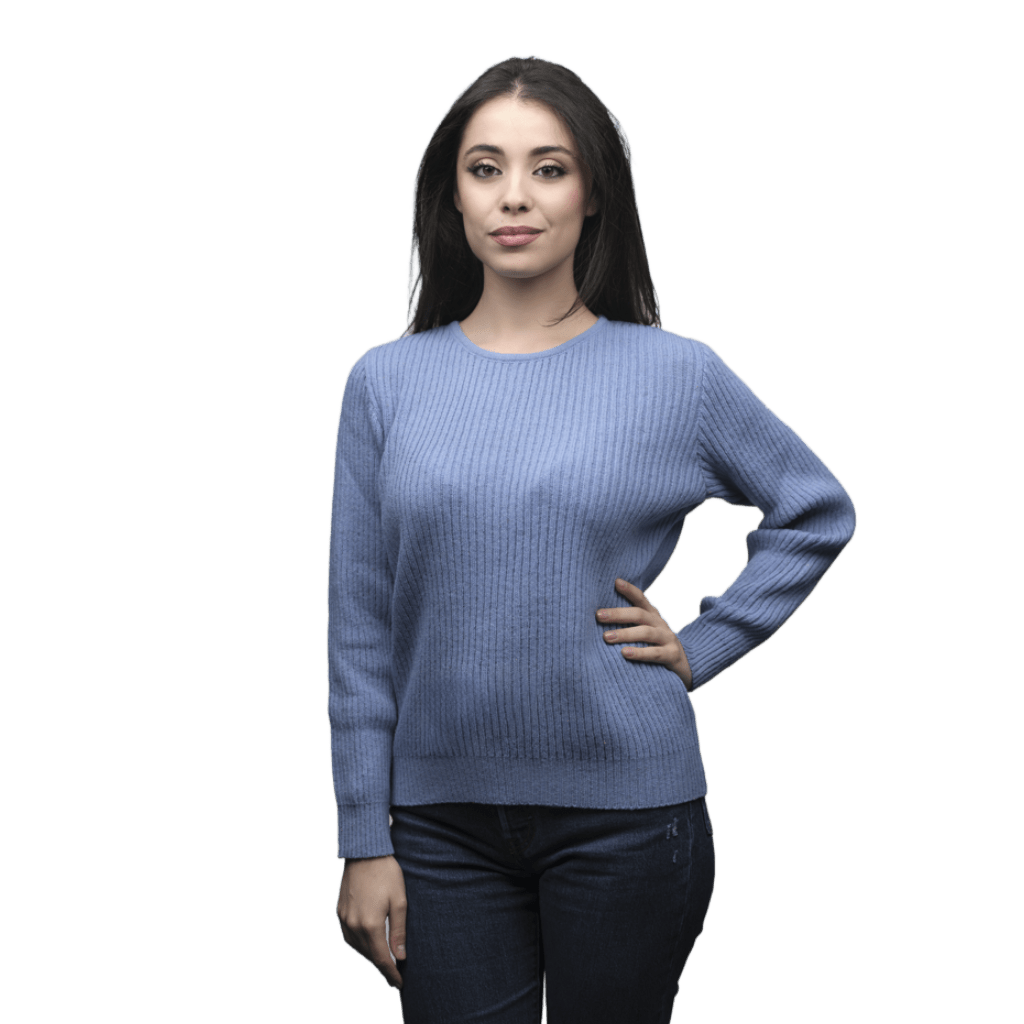Maglia Donna a Coste Girocollo Lana Merino Filiera Corta - Lanaioli Maglieria Filiera Corta Sostenibile & Filati Naturali
